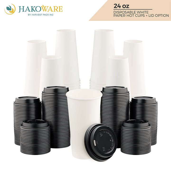 12 oz Brown Rippled Double Wall Paper Cup with Lid Set — HAKOWARE